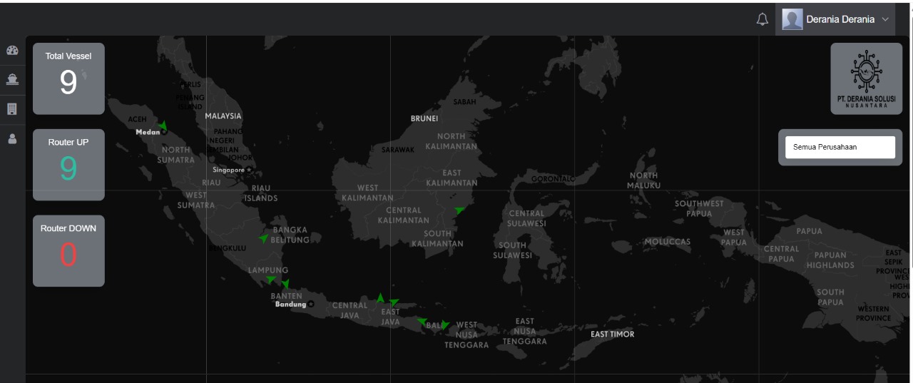 Peta Pemantauan Kapal PT Derania